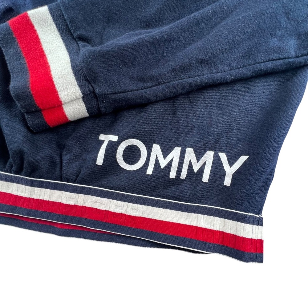 Tommy Hilfiger Sweatshirt Women XL Navy Blue Cropped Logo Elastic Hem R24S028